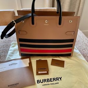 Burberry Medium Striped Intarsia Leather Title Bag